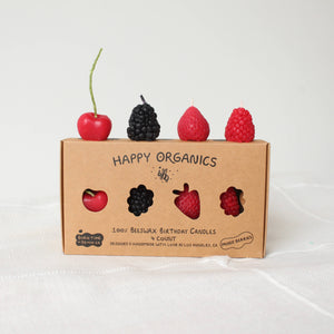Happy Organics | Mixed Berry Beeswax Birthday Candles - 4 Count