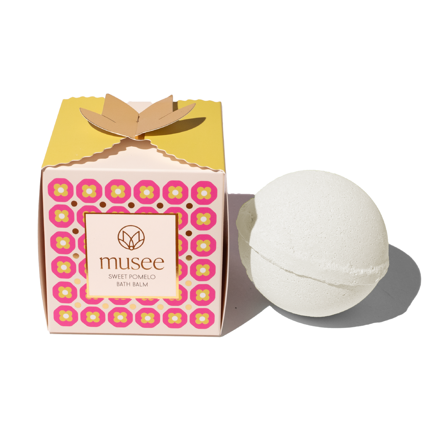 Bath balm with a decorative box featuring the brand 'musee' on a white background