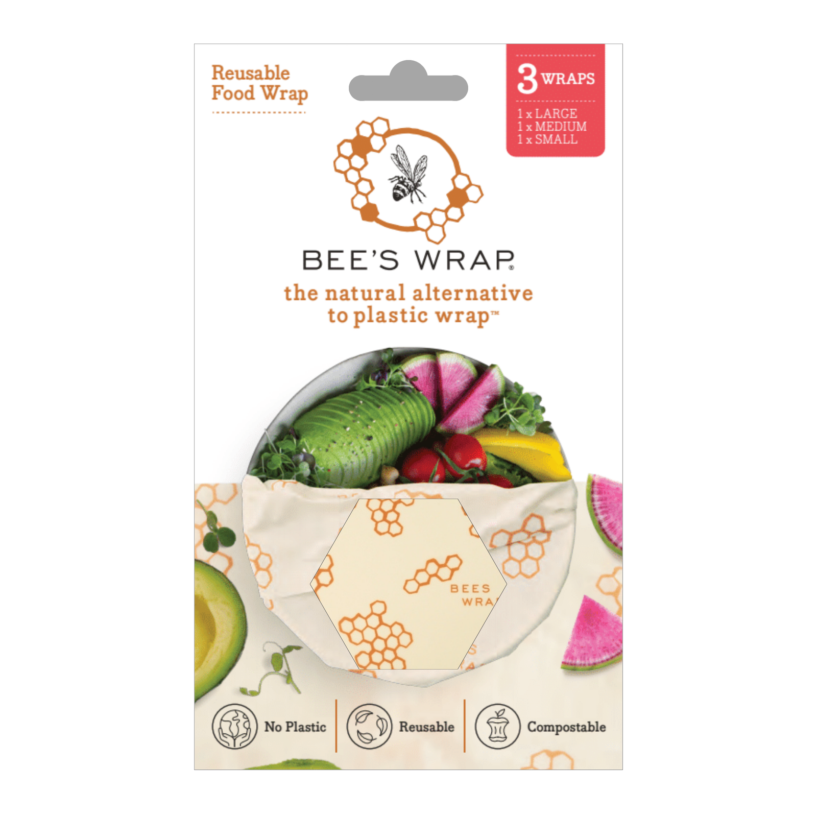 Bee's Wrap | Reusable Food Wrap 3 Pack - Honeycomb