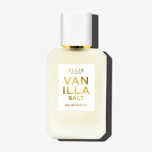 Perfume bottle labeled 'Vanilla Salt' by Ellis Brooklyn on a white background