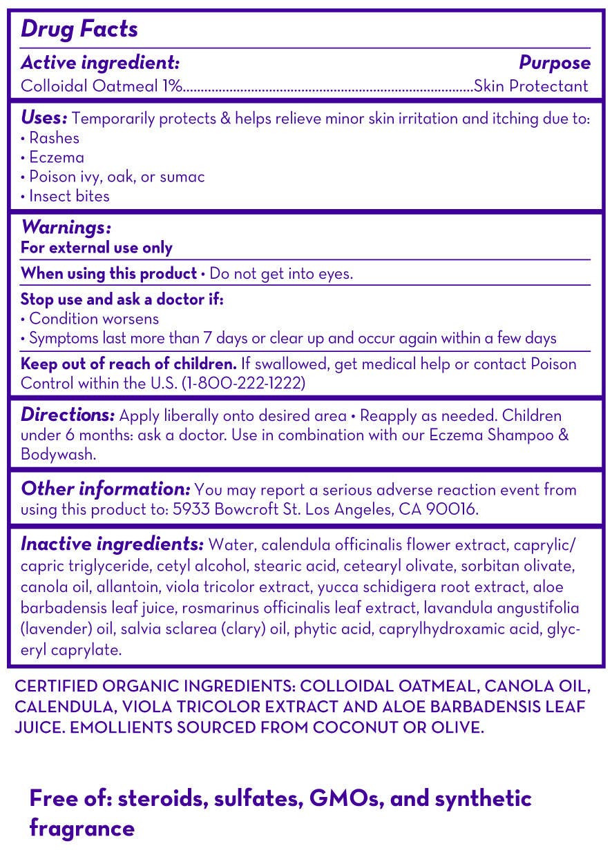 Drug facts label for a skin protectant product with active ingredient colloidal oatmeal.