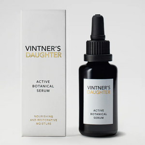 A bottle of Vintner's Daughter Active Botanical Serum with a white box. 