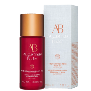 Augustinus Bader body oil bottle and packaging on a white background