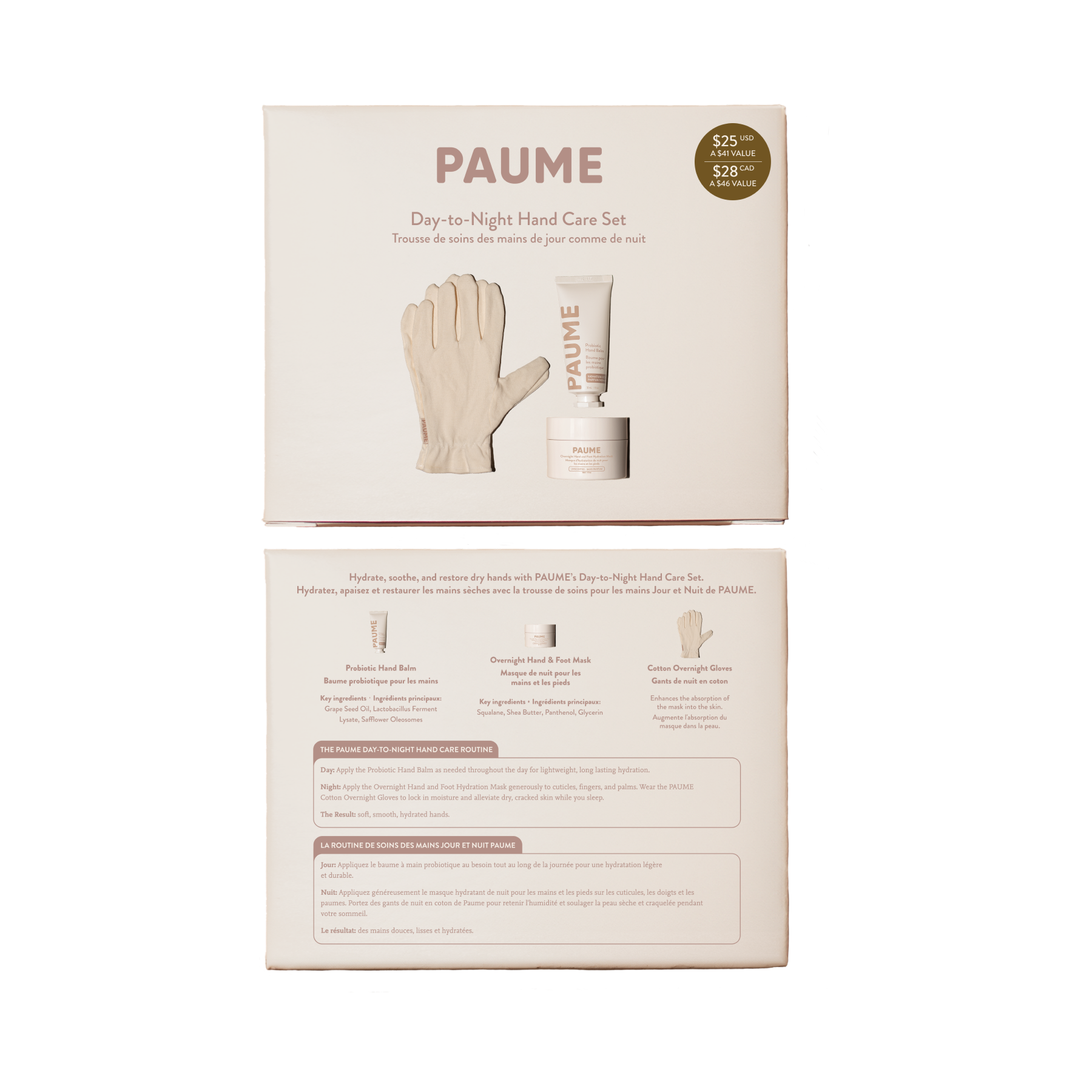 PAUME hand care set packaging on a white background