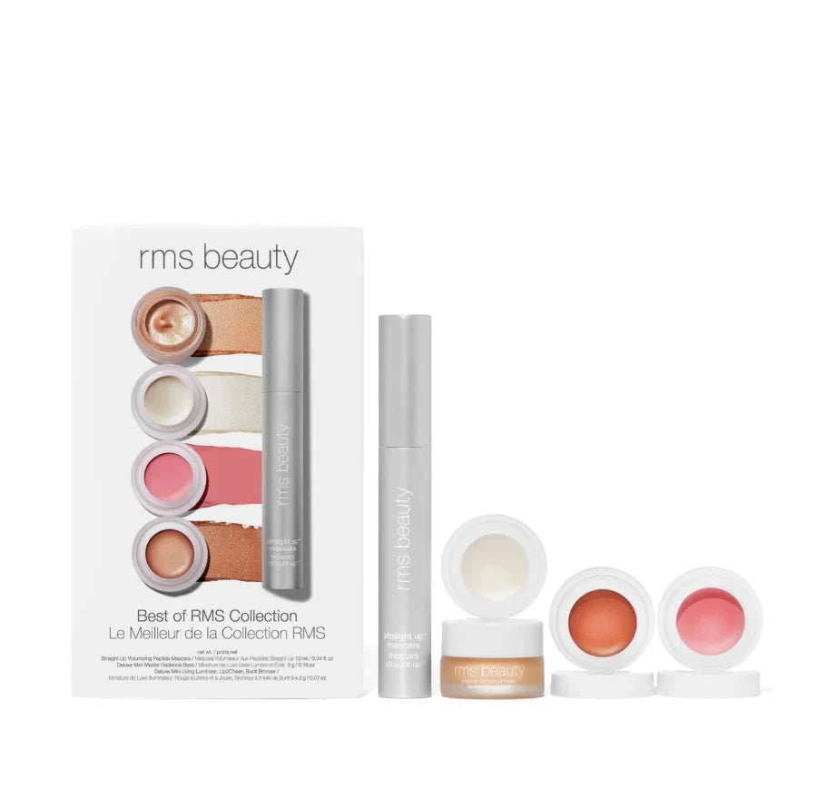 RMS Beauty makeup collection with packaging on a white background