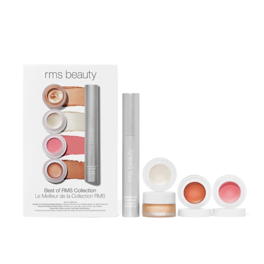 RMS Beauty makeup collection with packaging on a white background