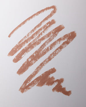 Copper-colored pencil strokes on a white background