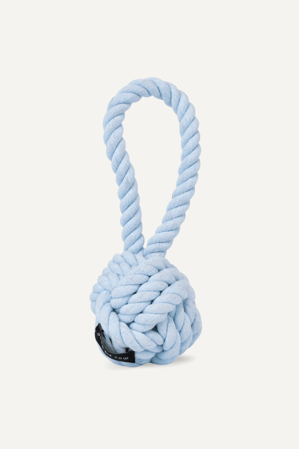 A pink knot rope dog toy, by maxbone
