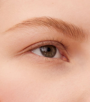 Close-up of a brown eye with a clear background