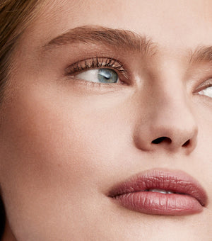 Close-up of a person's face with clear skin