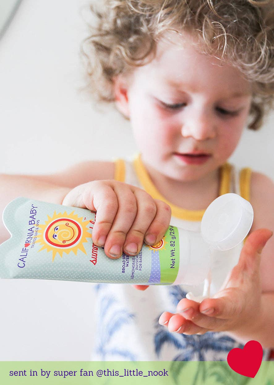 California Baby sunscreen lotion tube on a white background