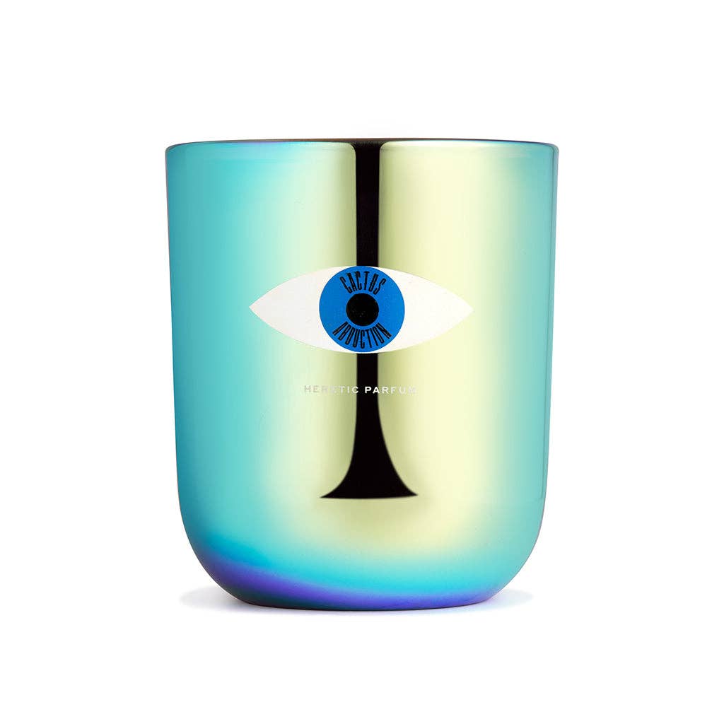 Multicolored cylindrical container with a logo on a white background