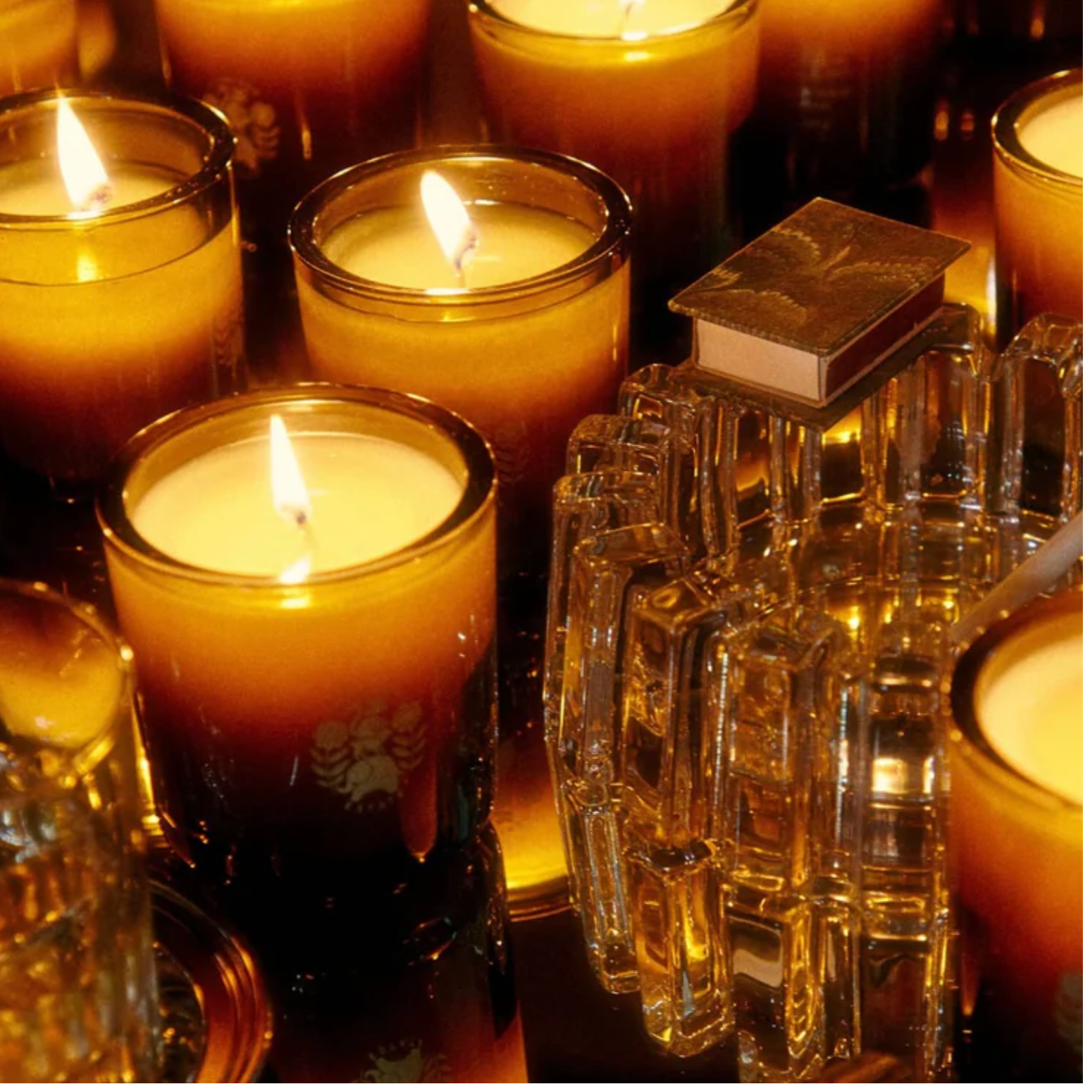 A group of lit candles