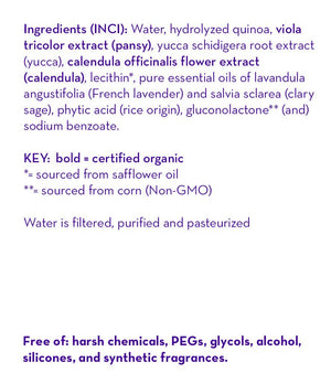 List of ingredients with a white background