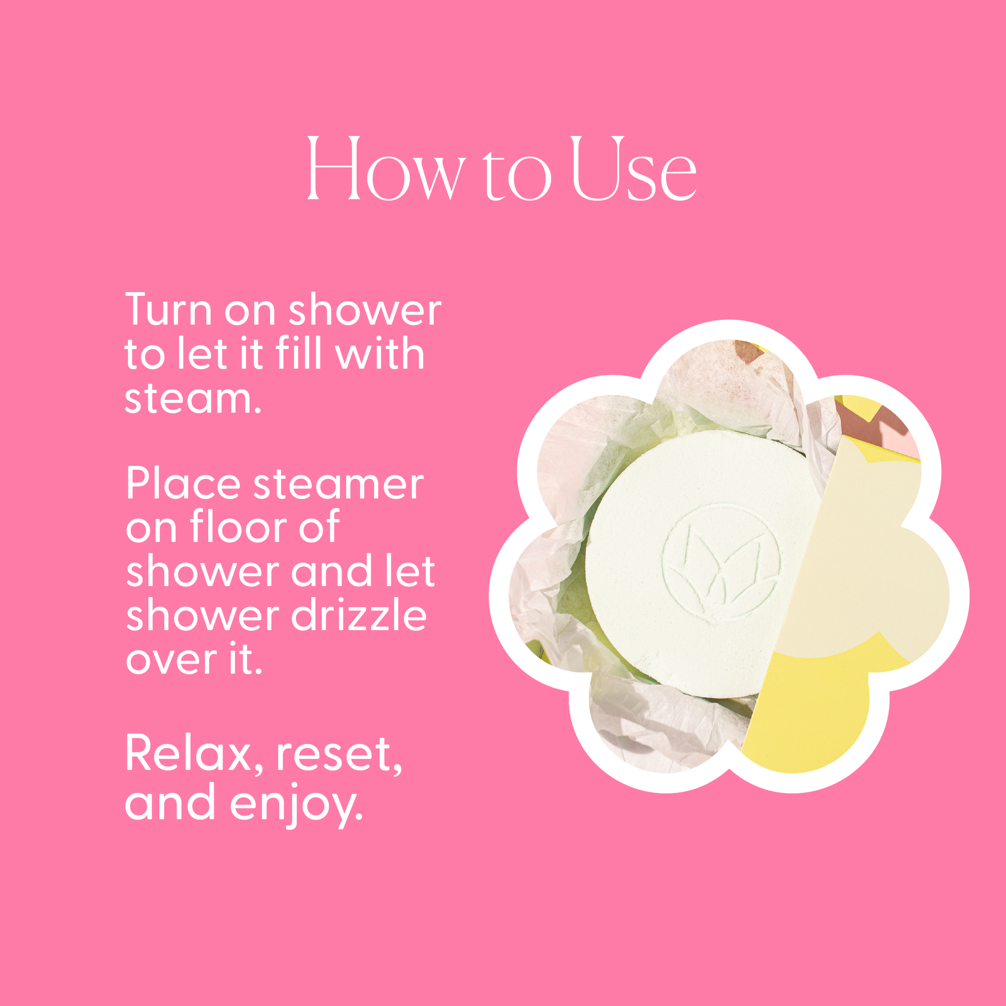 Instructions on how to use a steam product with a pink background