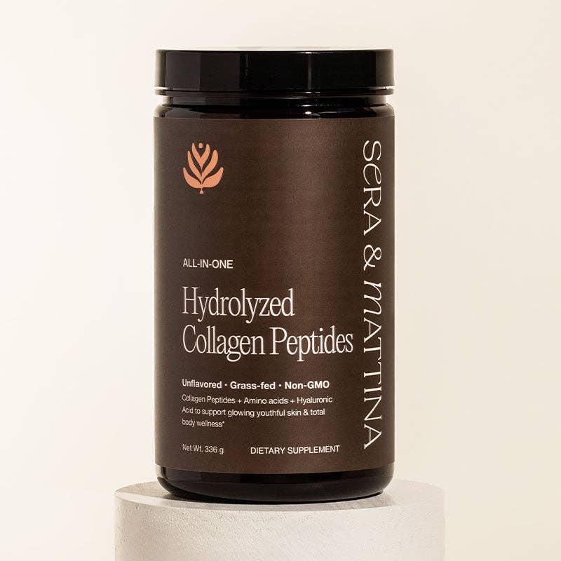 A bottle of Sera & Mattina Hydrolyzed Collagen Peptides