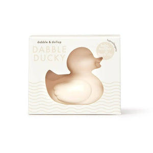 A Dabble and Dollop dabble ducky in a white box. 