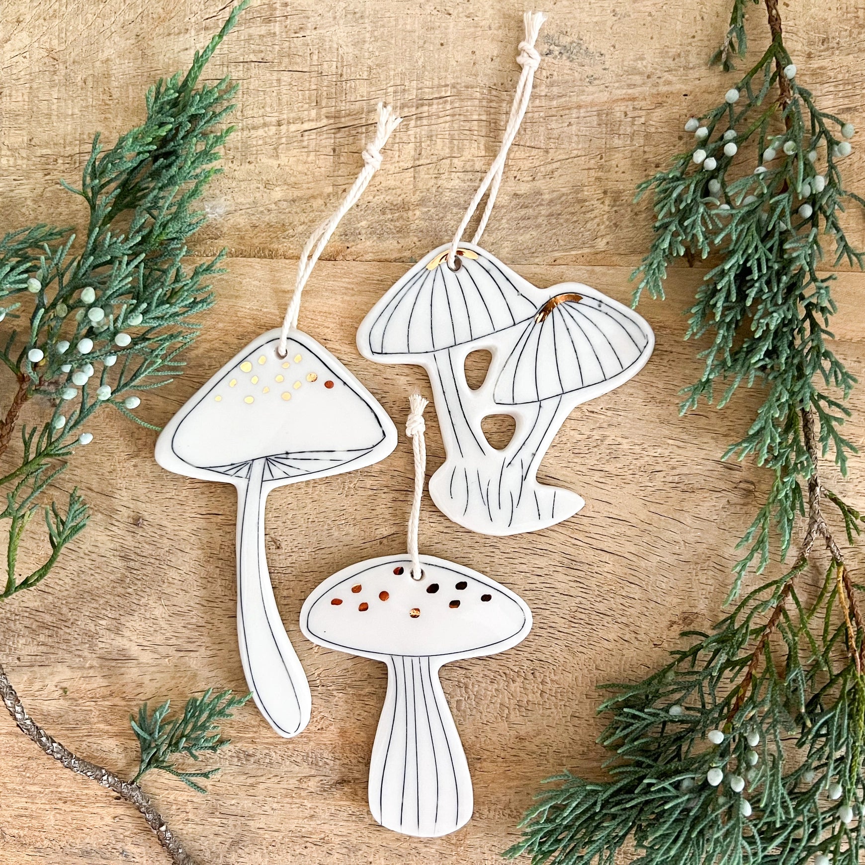 Petrichor + Gold | Double Mushroom Ornament