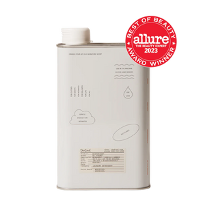Skincare product container with Allure Best of Beauty 2023 award on a white background