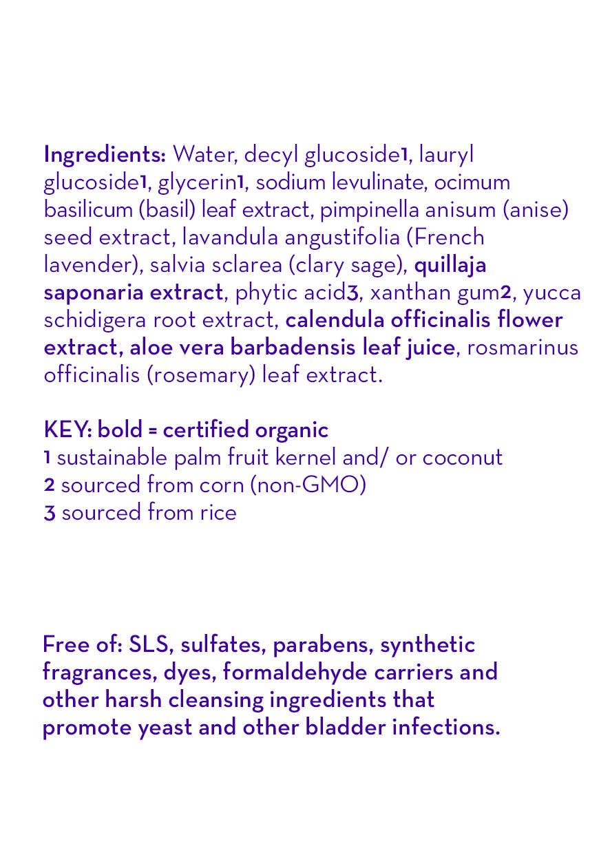 List of ingredients and product details on a white background