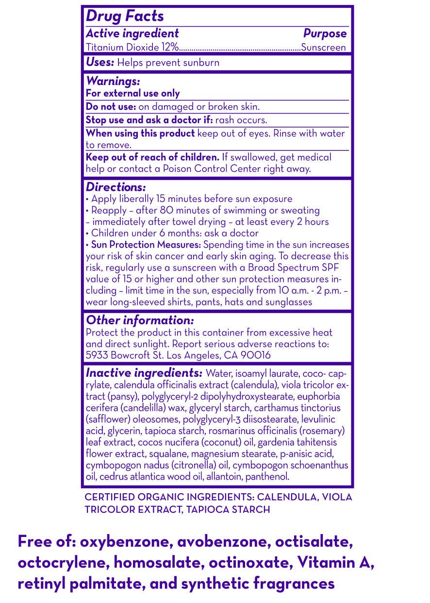 Sunscreen label with active ingredient, uses, warnings, directions, and inactive ingredients listed.