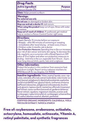 Sunscreen label with active ingredient, uses, warnings, directions, and inactive ingredients listed.