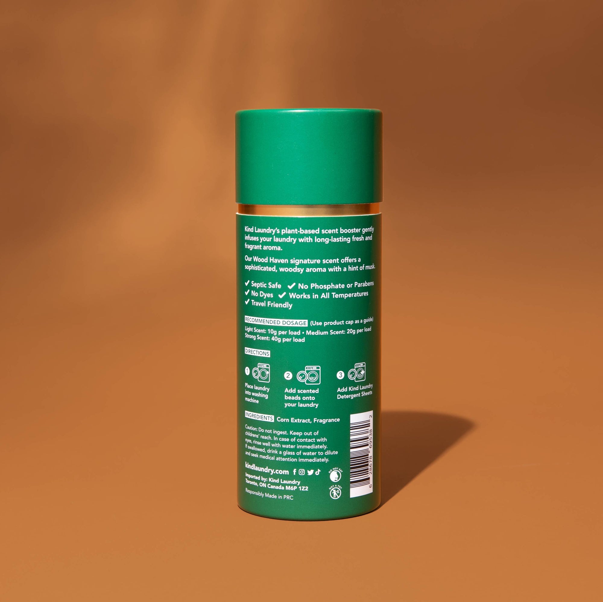 A bottle of Kind Laundry fragrance beads. 