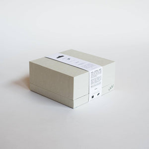 A grey box with a white label. 