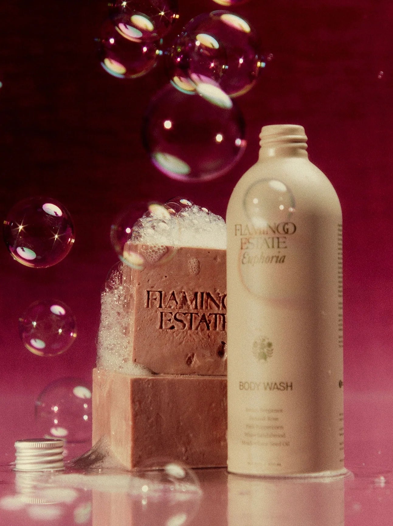 Flamingo Estate's Euphoria body wash and soap brick