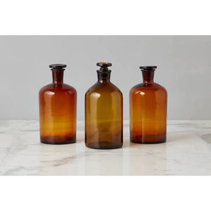 A set of three Found Amber Pharmacy Bottles, Set of 3 - Good Condition