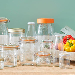 An array of glassware and canning supplies from Le Parfait. 