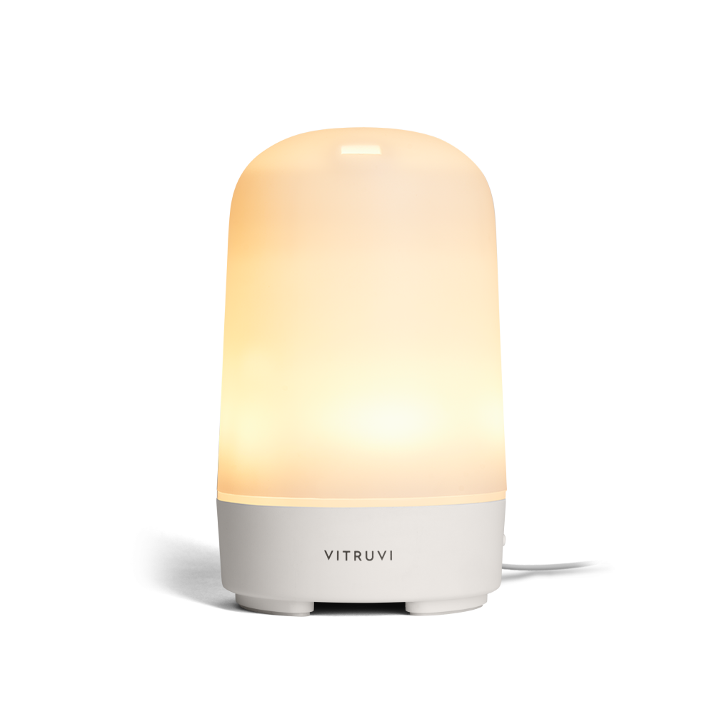 White Vitruvi diffuser on a white background
