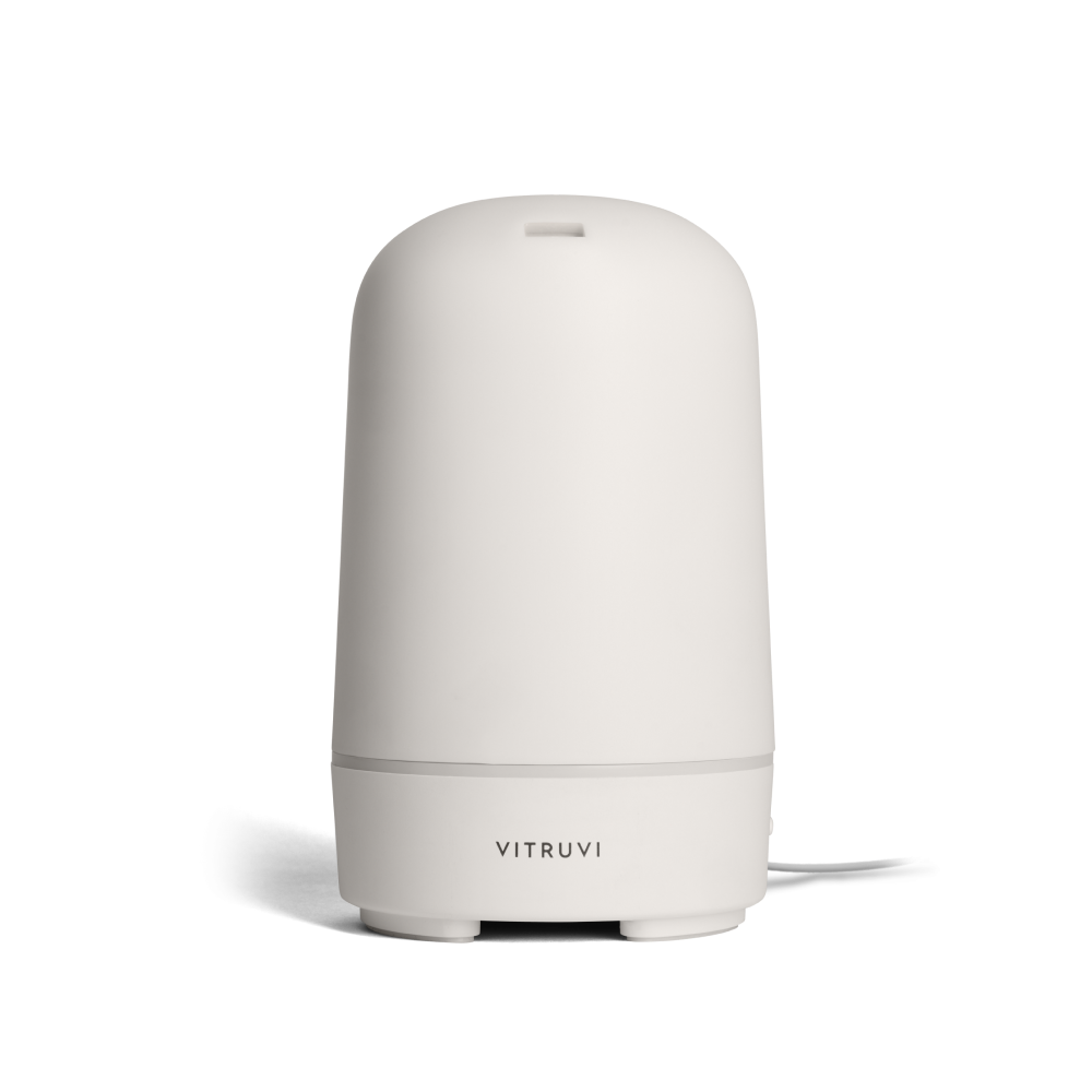 White Vitruvi diffuser on a white background