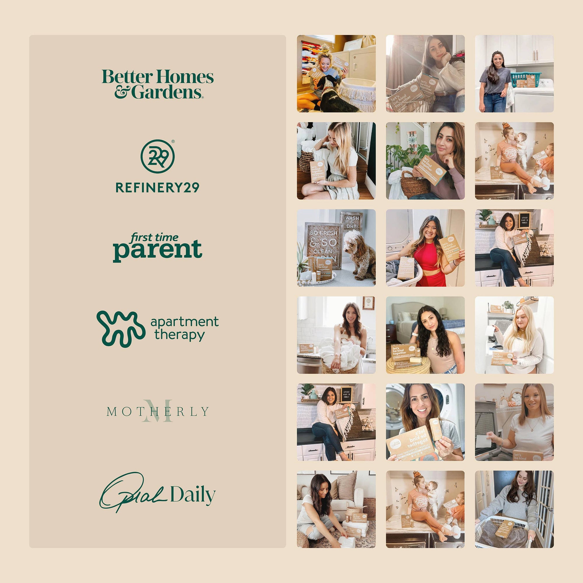 Pctures of people who use Kind Laundry. 