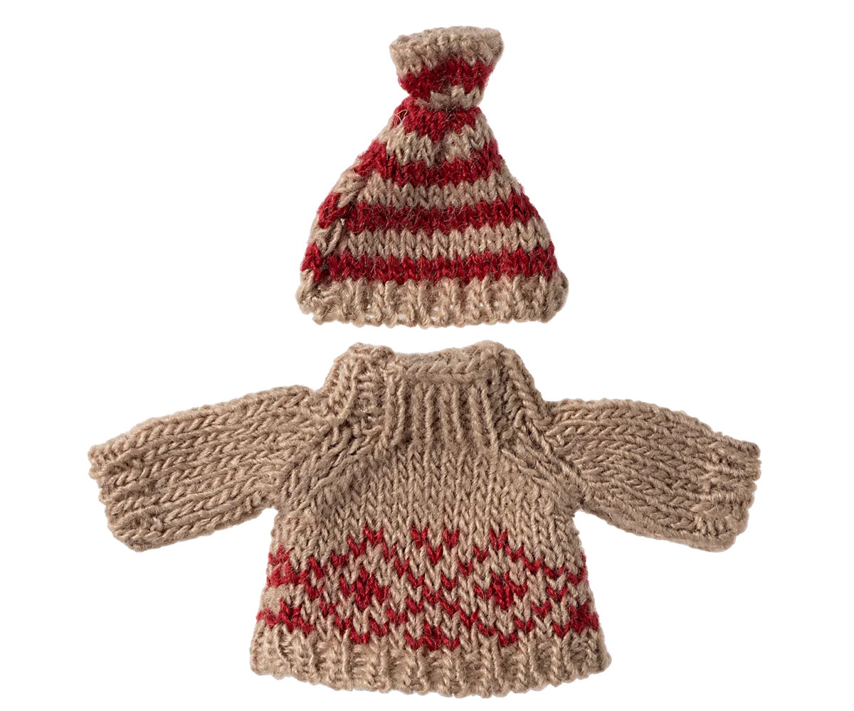 Maileg | Knitted Sweater & Hat - Mouse