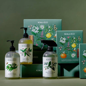 Green Koala Eco boxes with bottles of cleaning products. 