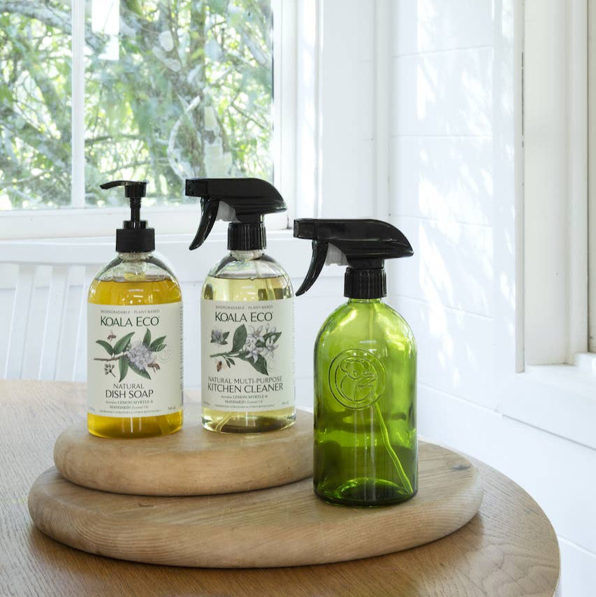 The Koala Eco apothecary green glass spray bottle, by Koala Eco