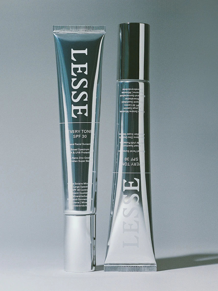 Two tubes of Lesse Every Tone Sunscreen SPF 30