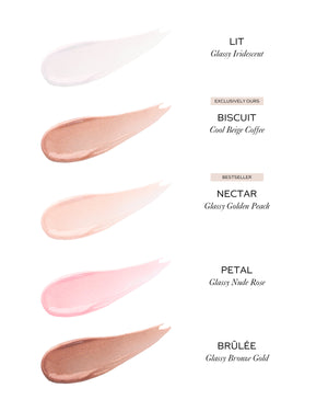 Color swatches of different shades with names on a white background