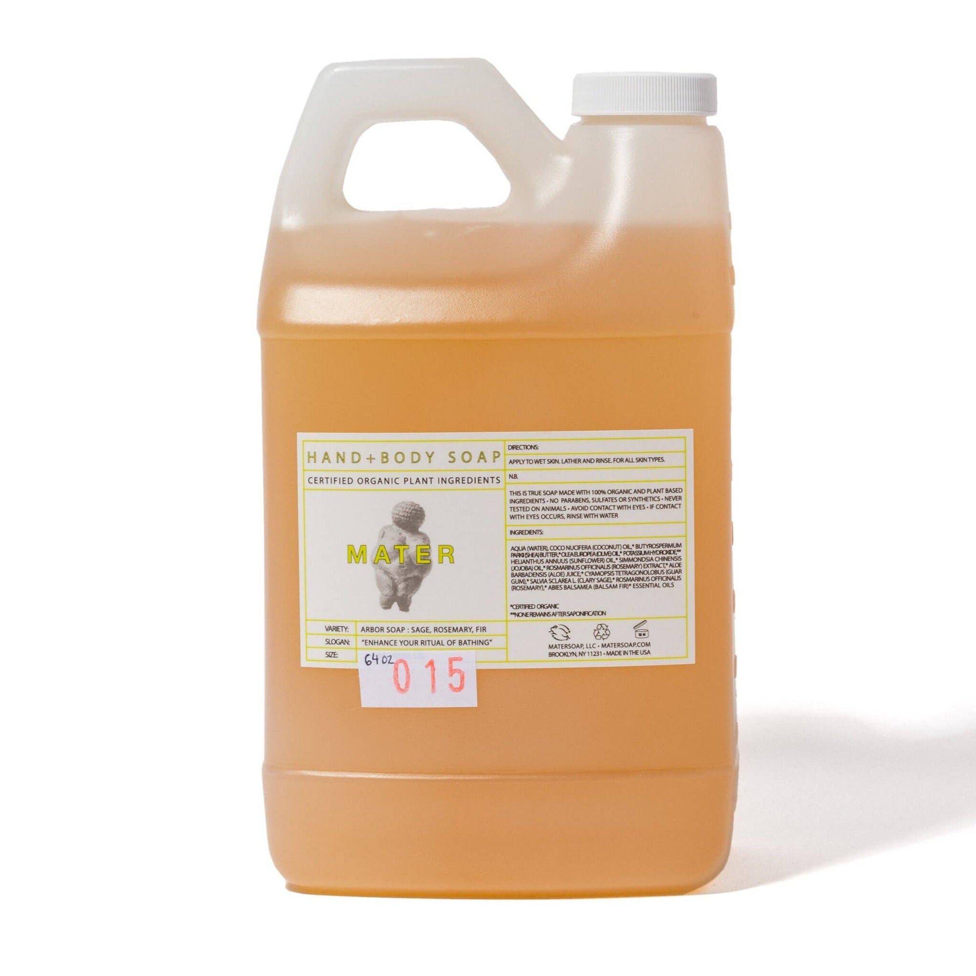 A jug of Mater Arbor Soap refill on a white background. 