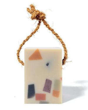 Mater Re-bar soap on a rope. Handmade and organic.