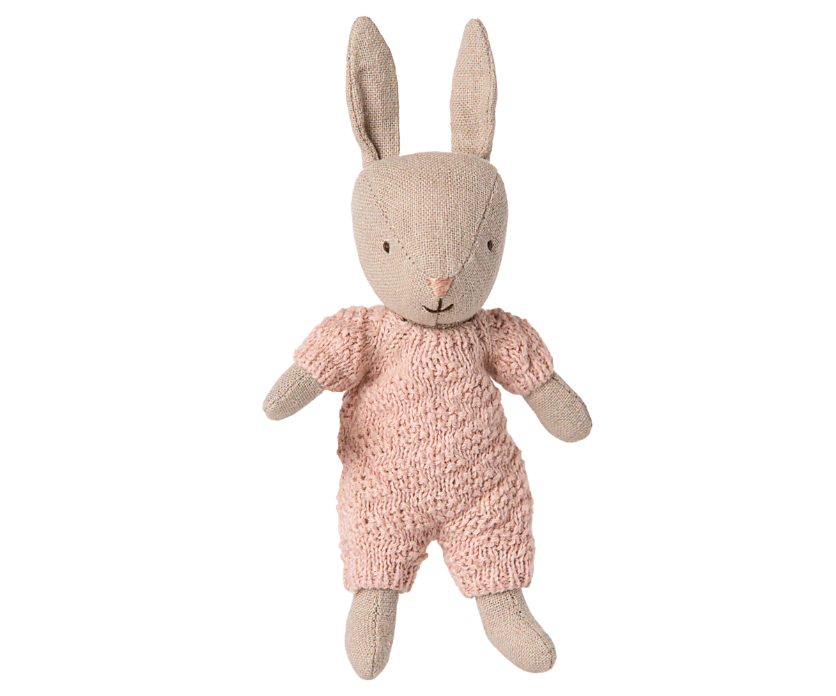 Maileg | Micro Rabbit in Rose Knit Suit