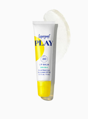 Supergoop PLAY lip balm tube on a white background