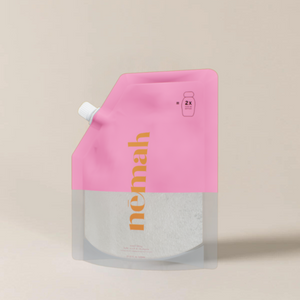A refill pouch of Nemah bath and body wash.