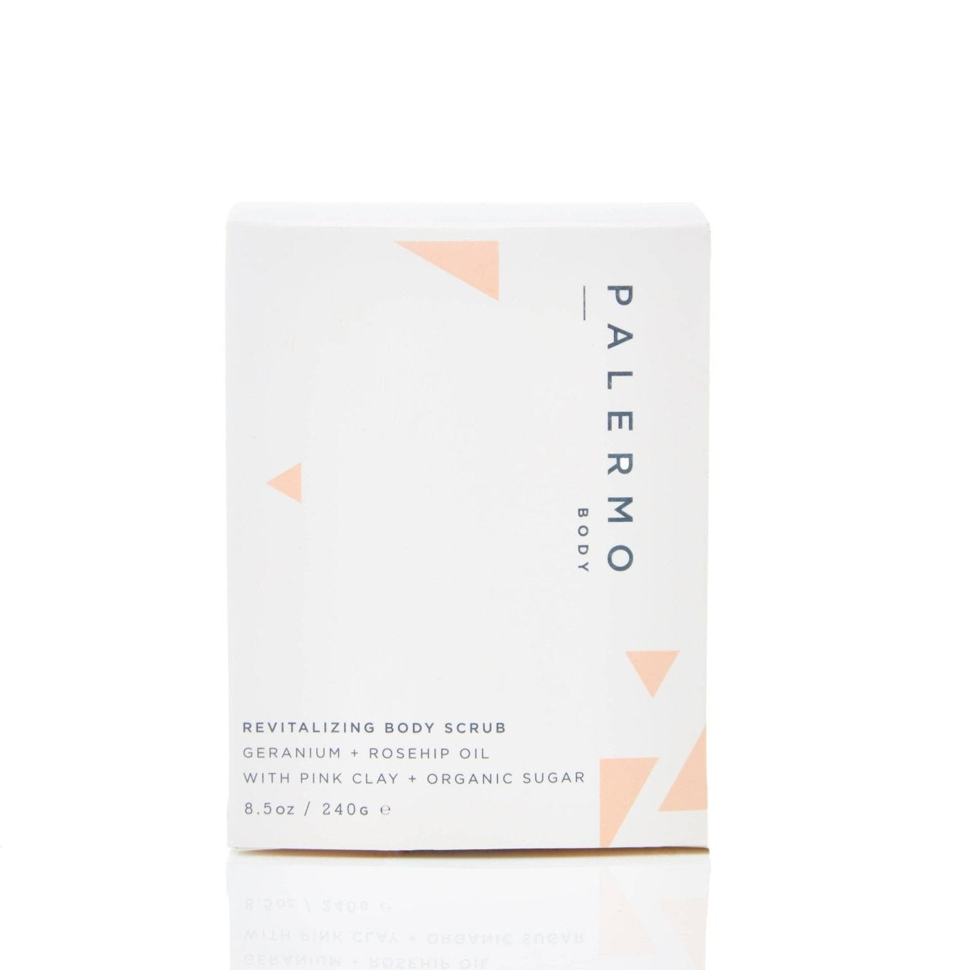 A box of Palermo Body Revitalizing Body Scrub - Geranium + Rosehip Oil 