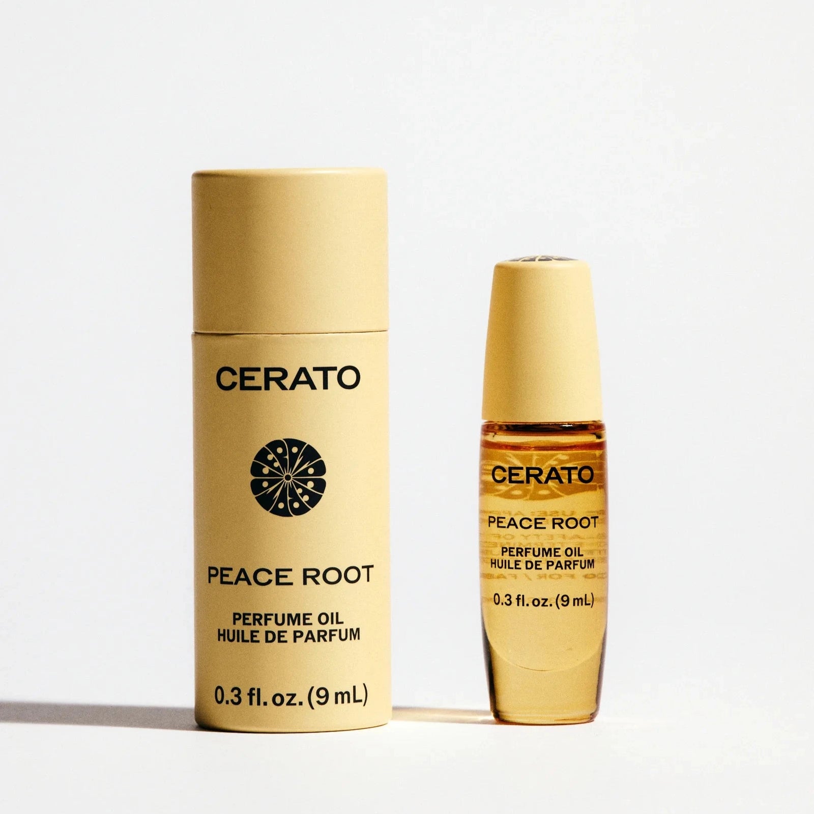 Cerato Peace Root perfume oil packaging on a white background