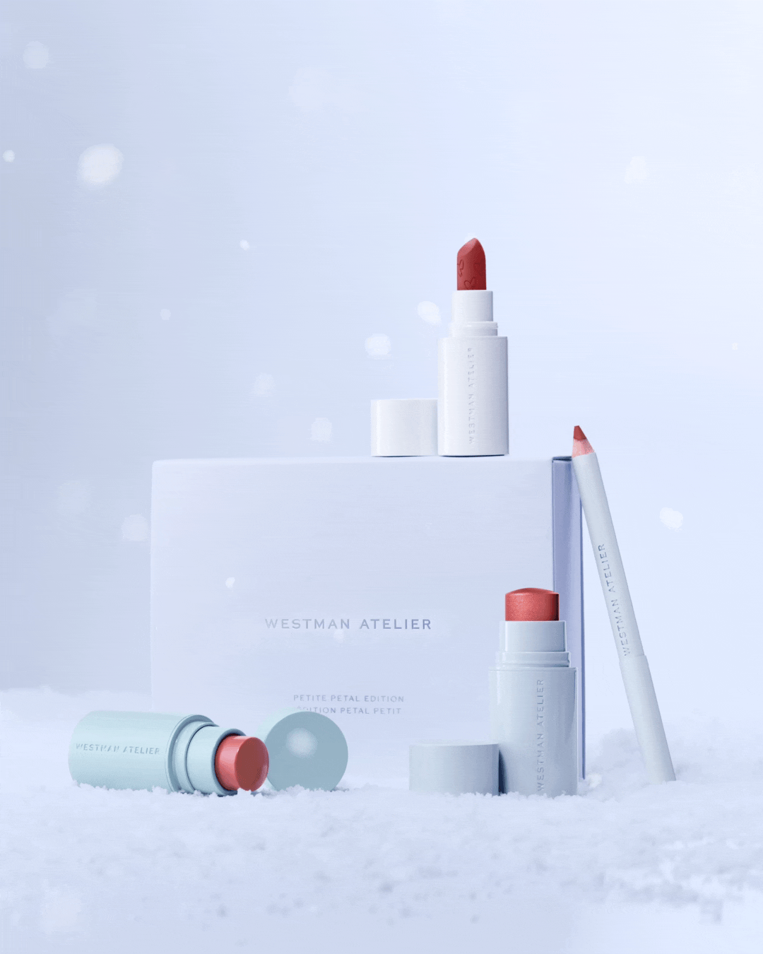 Westman Atelier lip balm set on a light background