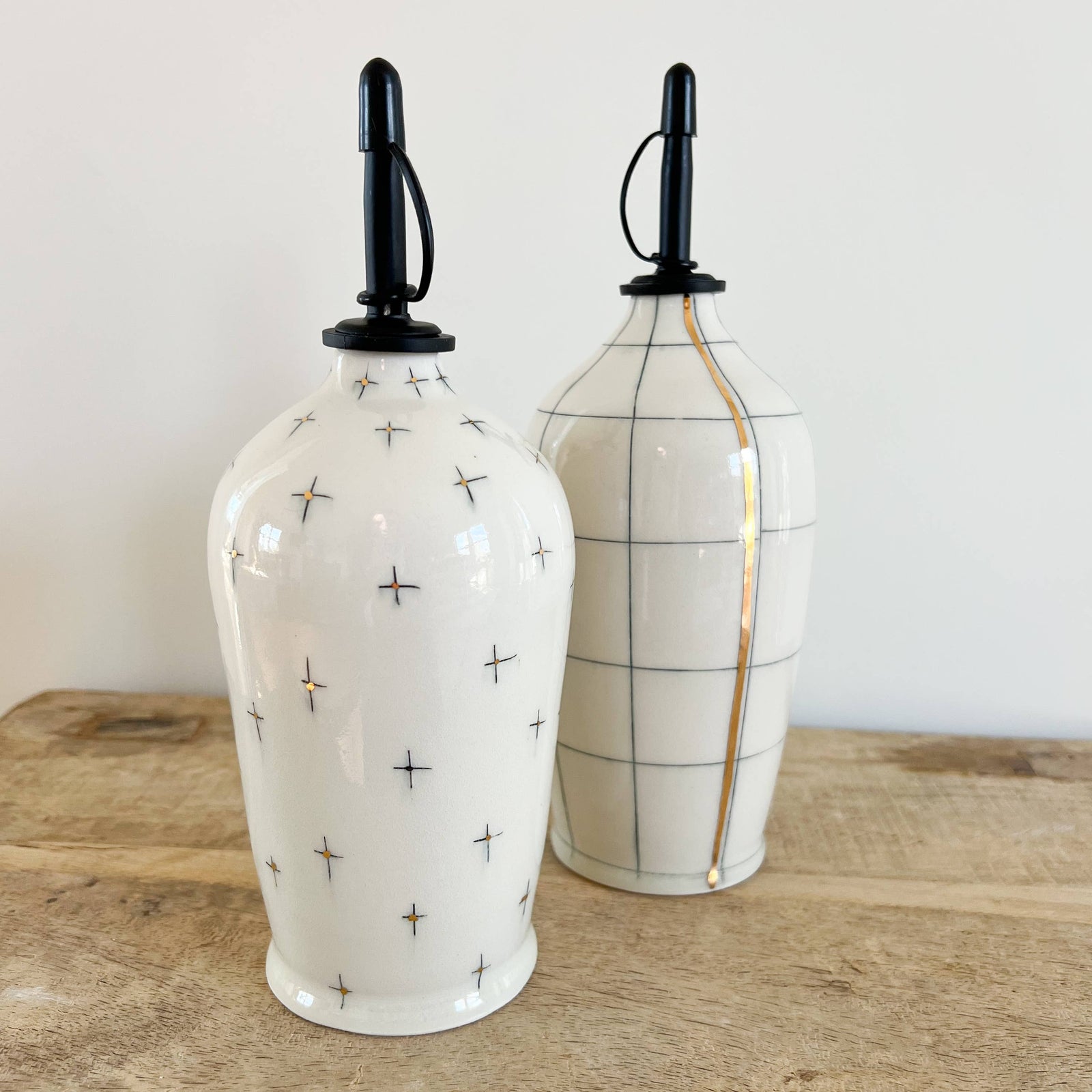 The Petrichor and Gold oil and vinegar decanter