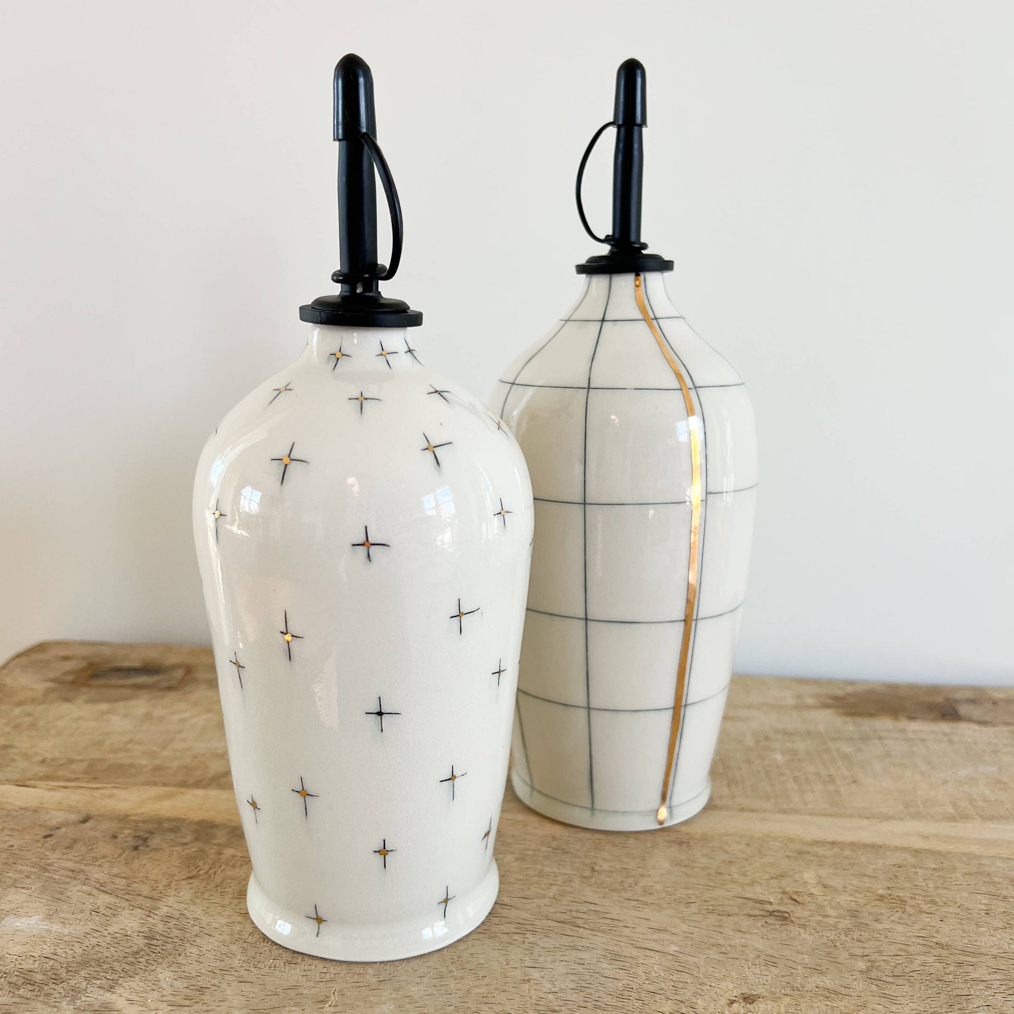 The Petrichor and Gold oil and vinegar decanter