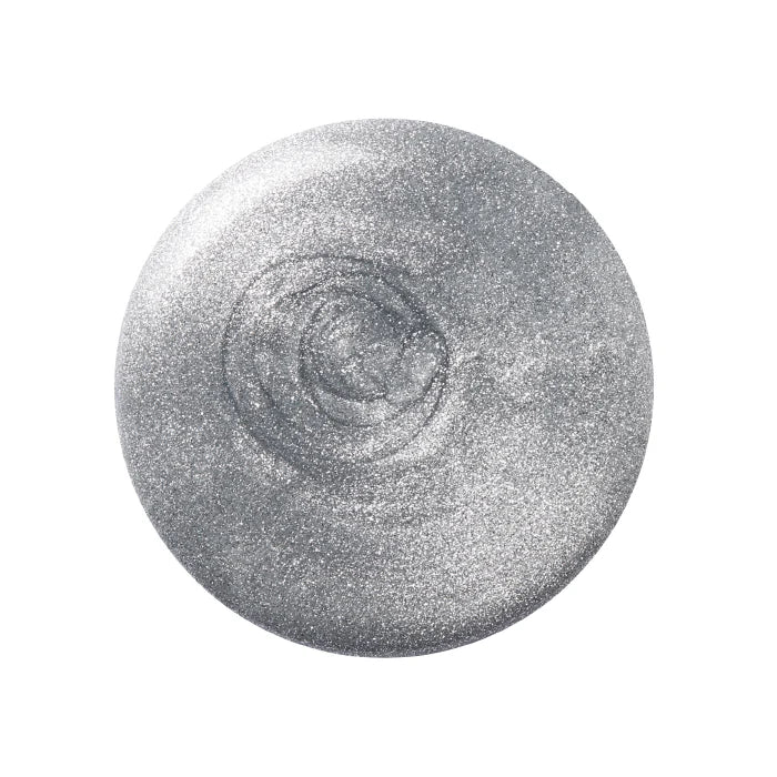 A bottle of Kure Bazaar nail polish in a silver shade with a metallic finish, displayed against a white background.